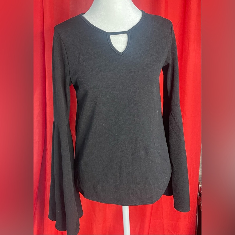 Black bell sleeve dress up /casual top Size US 6